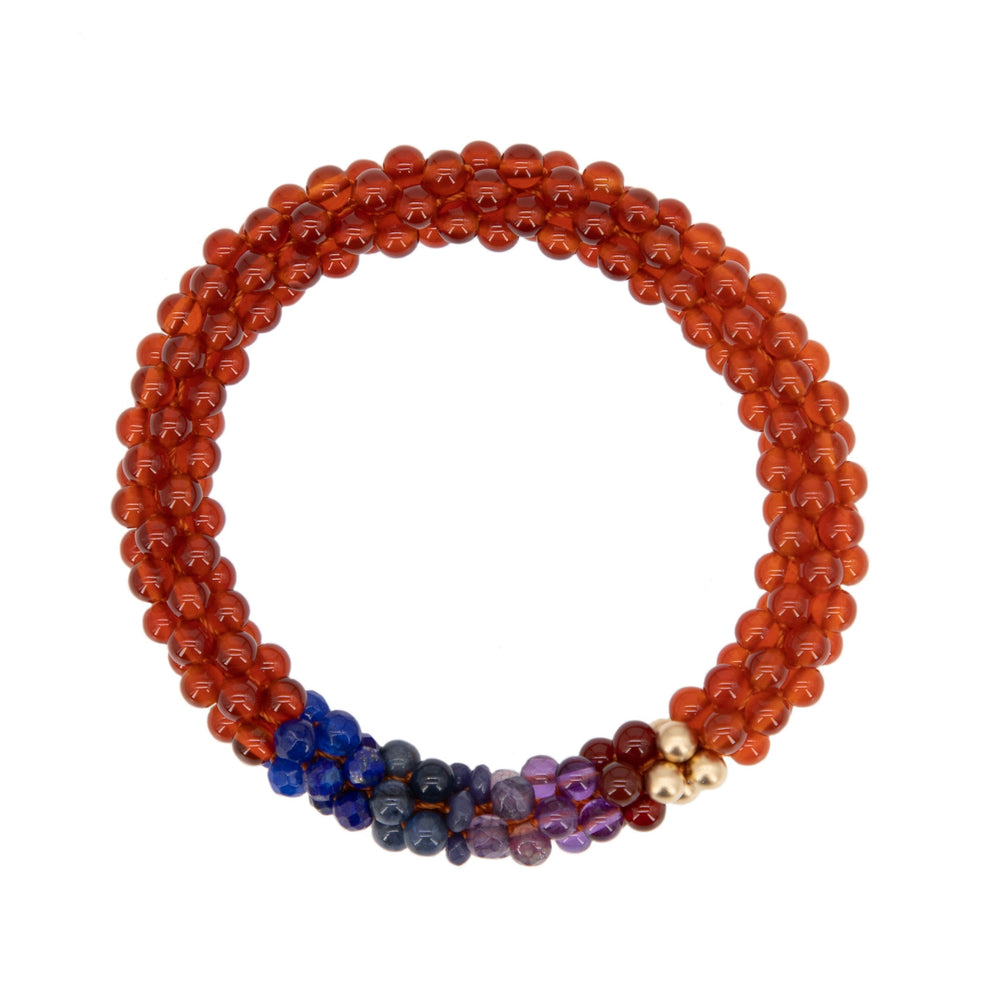 beaded gemstone bracelet: sagittarius colors on white background