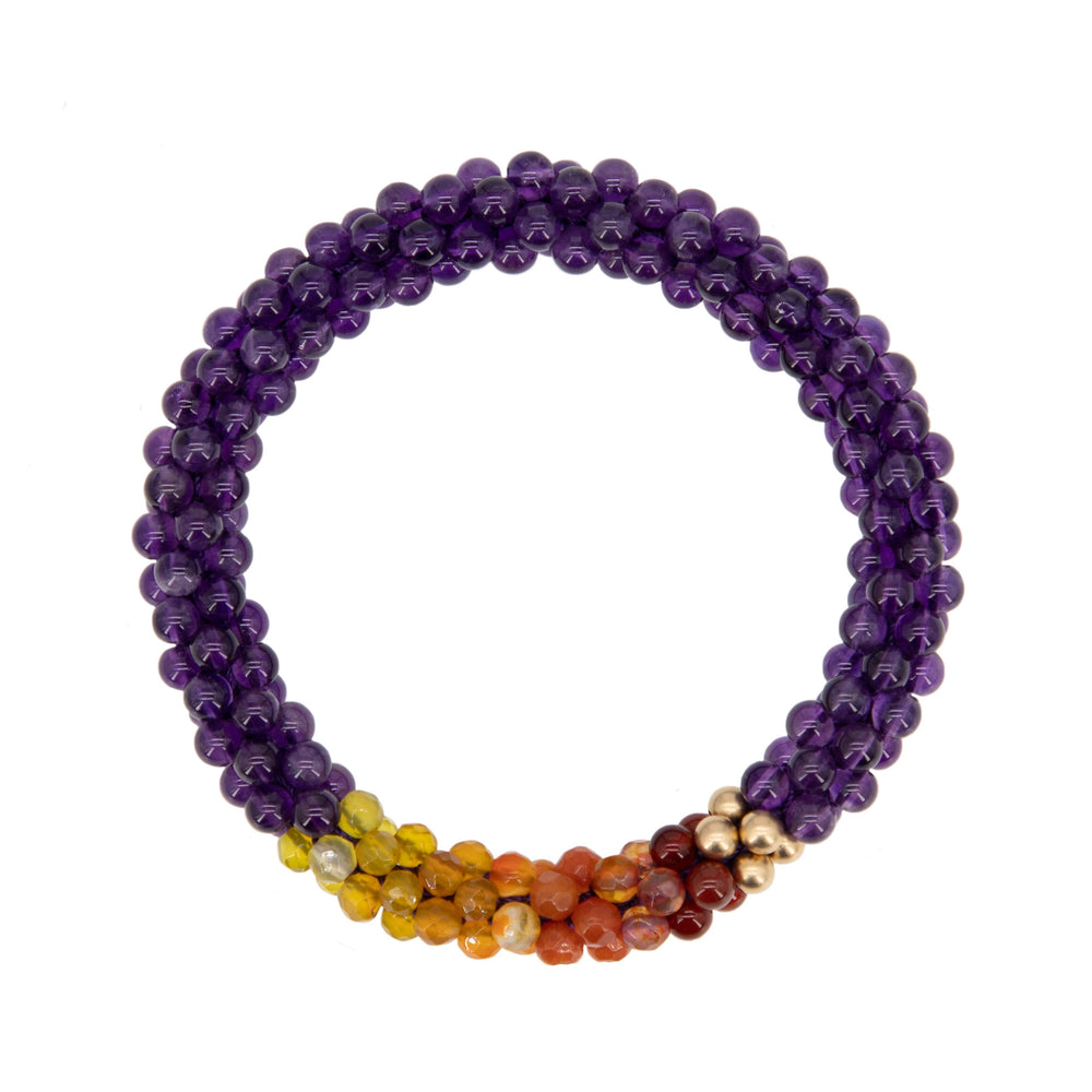 beaded gemstone bracelet: leo colors on white background