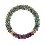 Beaded Gemstone Bracelet: African Turquoise, Lepidolite and Gold
