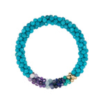 beaded gemstone bracelet: aquarius colors on white background