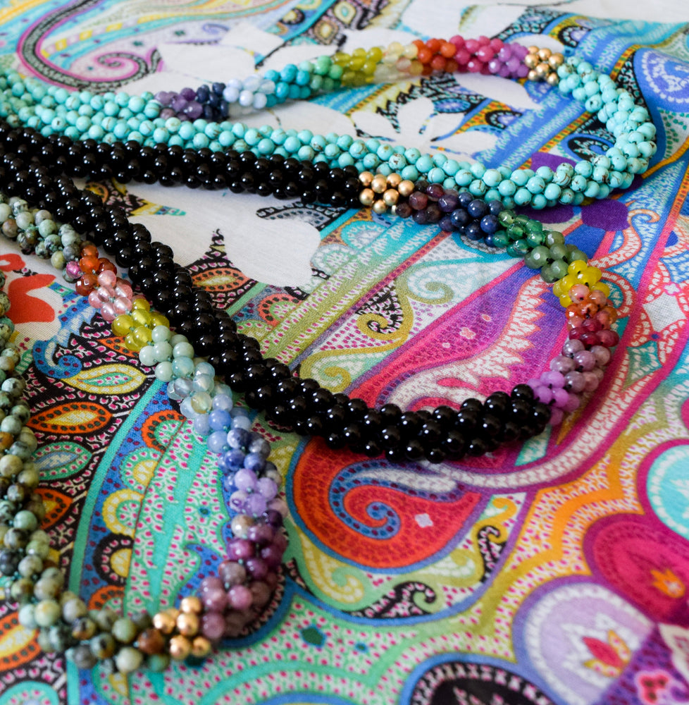 Gold ombre seed bead choker, Hippie colorful beaded necklace, Y2K surf  jewelry | eBay