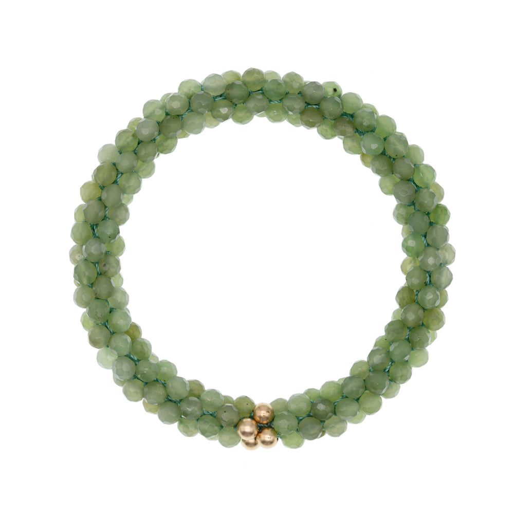 beaded gemstone bracelet: jade and gold