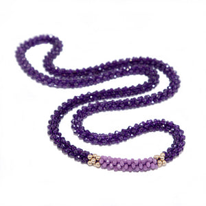
            
                Load image into Gallery viewer, beaded gemstone necklace: amethyst, pink jade and gold
            
        